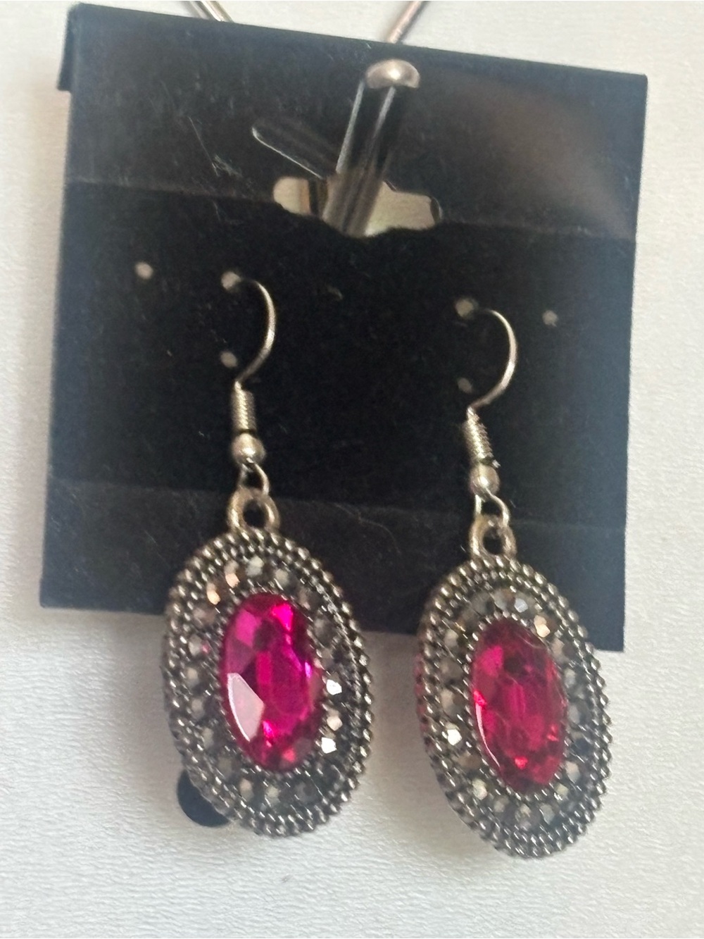 Vintage-Style Pink Crystal Drop Earrings
